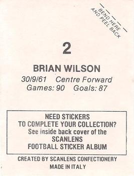 1984 Scanlens VFL Stickers #2 Brian Wilson Back
